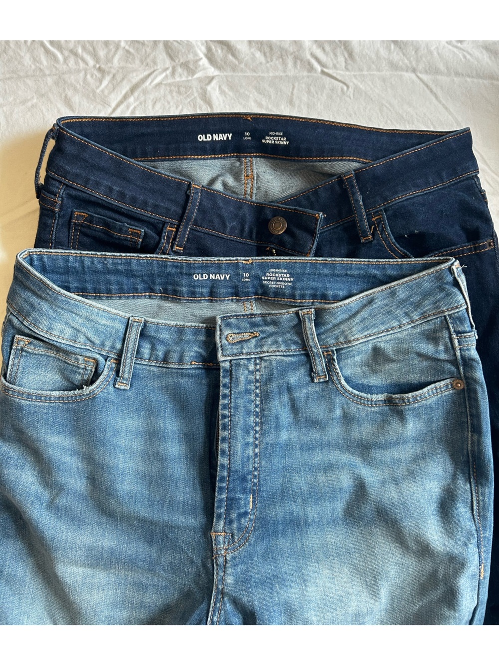 TWO PAIRS - Old Navy Women’s Skinny Jeans - Light Blue and Dark Indigo